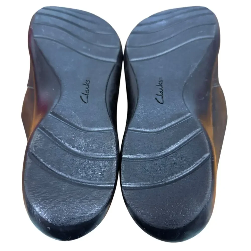 Clarks Collection Cora Dahlia Mary Jane Black Leather Comfort Shoes Loafer 9.5 W
